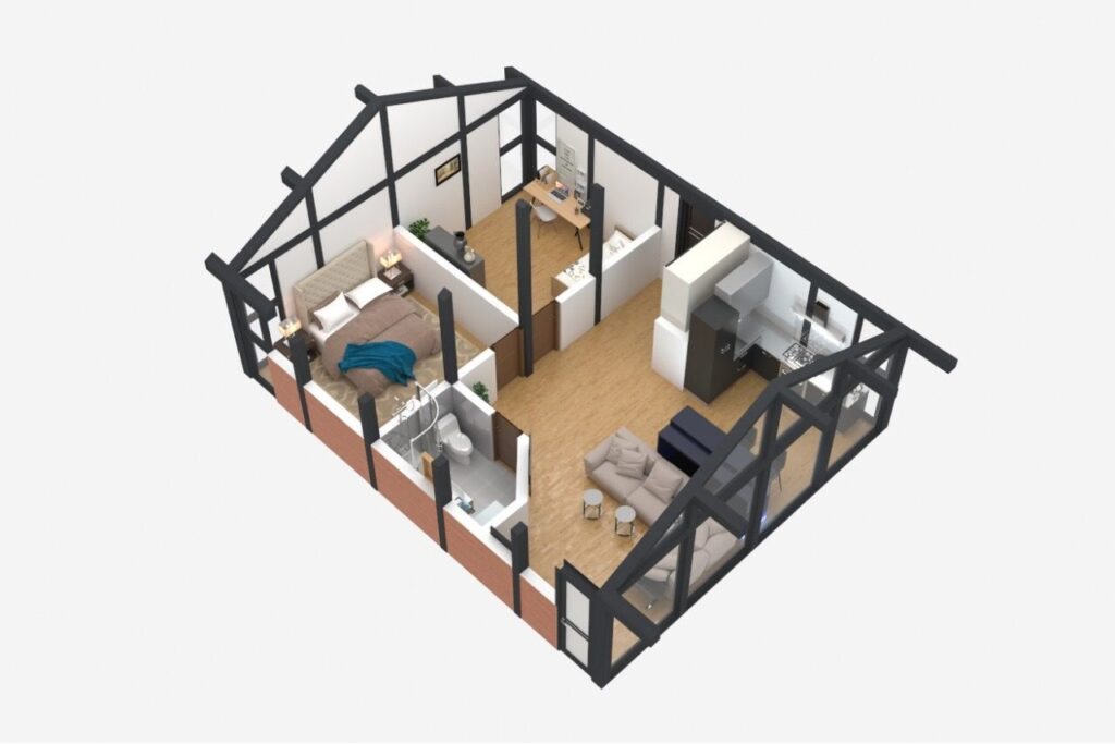 Distribución eficiente de espacios Vivienda minimalista de un dormitorio